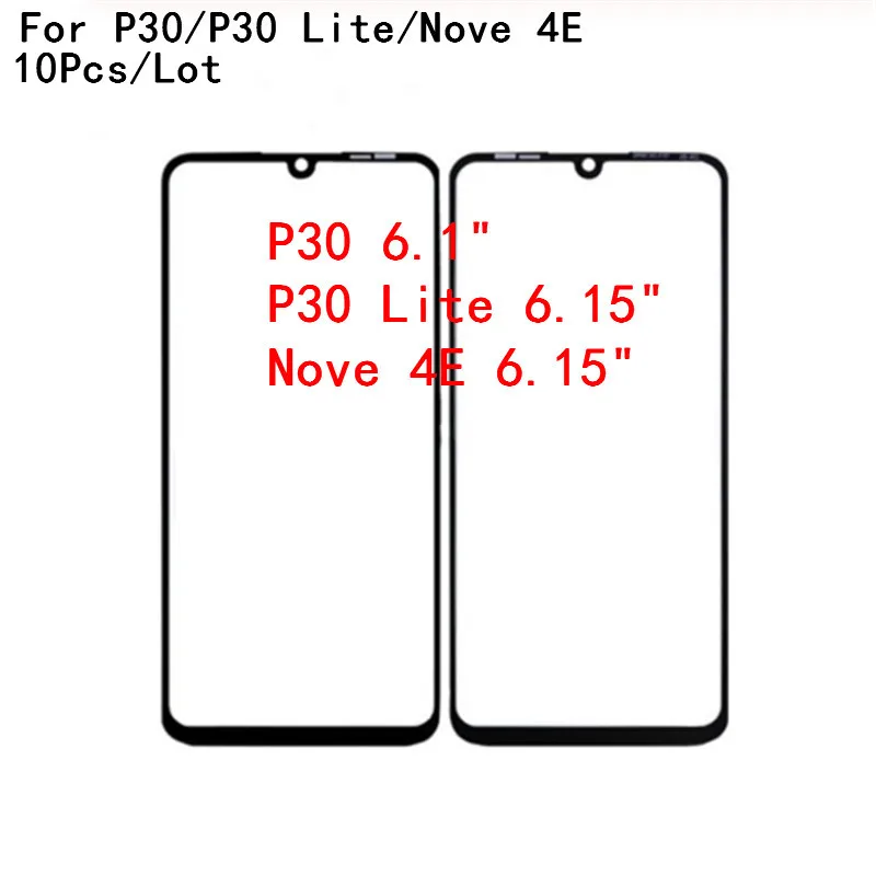 10 шт./лот для huawei P30 ELE-L09 ELE-L29 P30 Lite Nova 4E сенсорный экран панель сенсор дигитайзер Переднее стекло Внешний ЖК-объектив