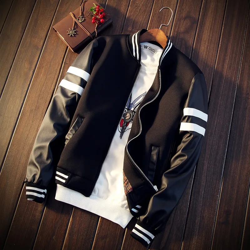 Spring Clothing New Style Men's Imitation Leather Clothing Cool Joint Short Men Slim Fit Leather Coat Pu Men's Large Size