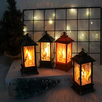 

Merry Christmas Led Wind Lantern Deer Snowman Lamp Christmas Tree Ornaments Hanging Led Candles Pendants Garden Decor
