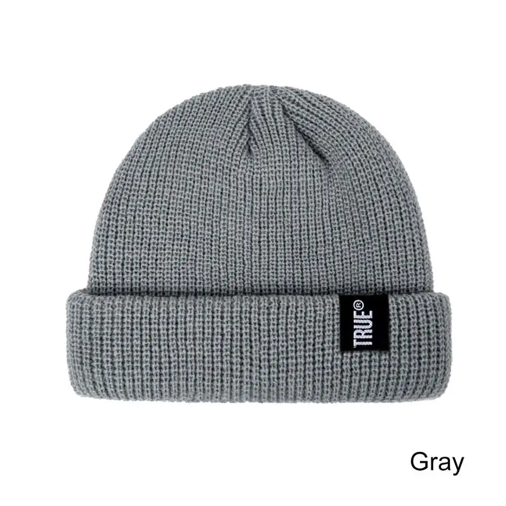 true gray Fashion Unisex Winter Hat Cuffed Cib Knit Hat Short Melon Skin Beanies Autumn Winter Solid Color Casual Beanie Hat - Цвет: true gray