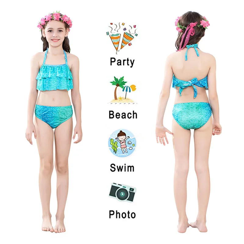 PrettyGirl Kids Girls Swimming Mermaid tail With Monofin Flipper Mermaid Costume Cosplay Children Swimsuit Fantasy Beach