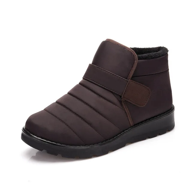 men brown Новые термоботинки для снега, мужская и женская бархатная Водонепроницаемая хлопковая обувь, водонепроницаемые и Теплые повседневные ботинки для женщин - Цвет: men brown