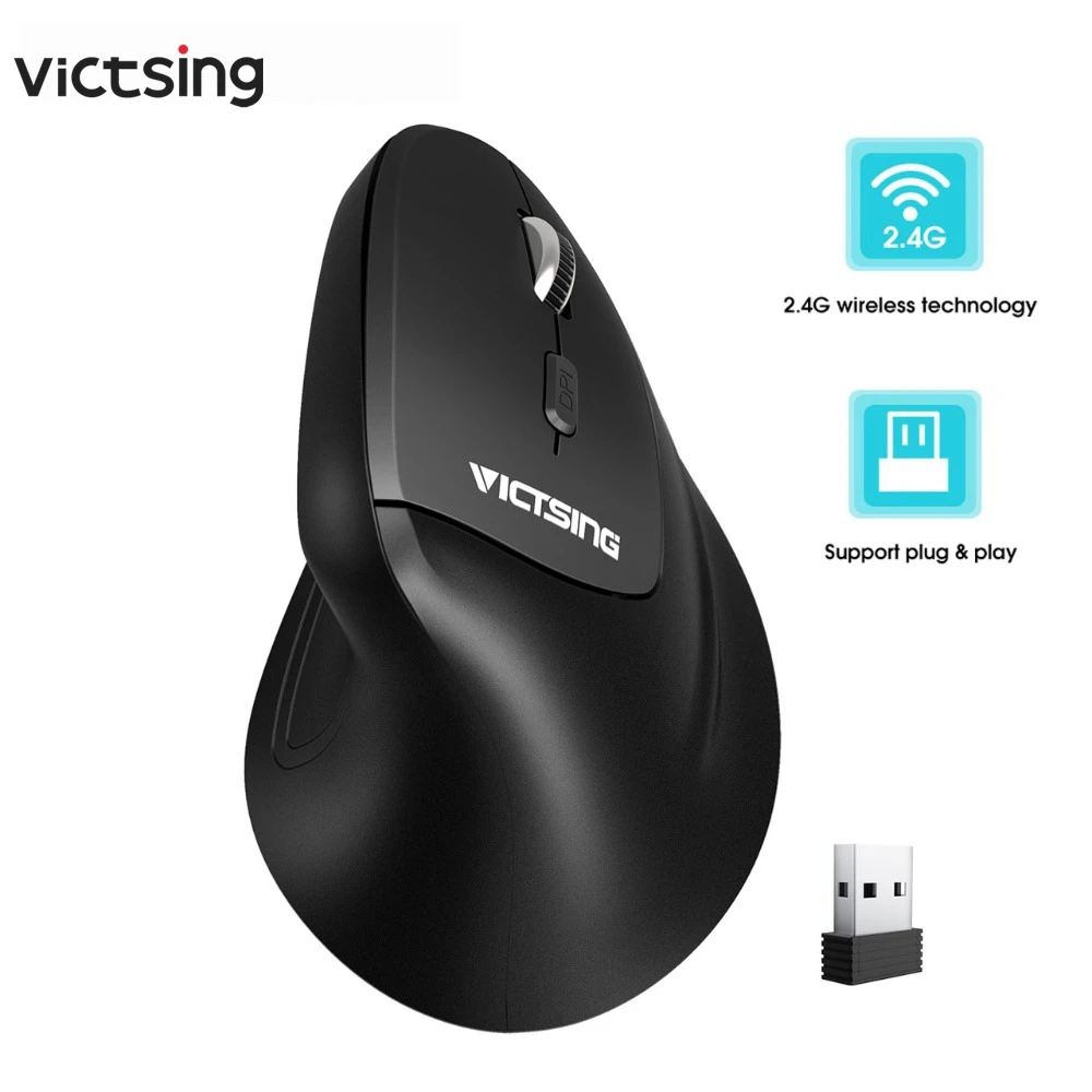 VicTsing 2.4G Wireless Mouse High Precision Optical Gaming Mouse Vertical Ergonomic Mouse 6 Buttons for PC/Desktop/Laptop/Mac