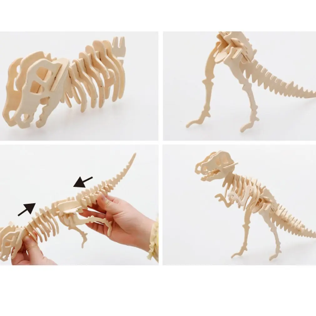 Нетоксичные деревянные пазлы с животными 3D Динозавр DIY собранная игрушка Детские развивающие игрушки подарок на день рождения