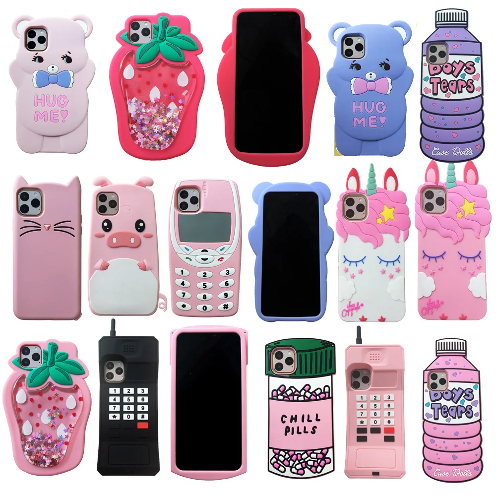 Soft Silicone Case for iPhone 5/5S/SE,OYIME Cute 3D Cartoon Bear Foldable Stand Flexible Slim Fit Gel Rubber Phone Case Shockproof Non-Slip Protective Cover Bumper and Screen Protector 