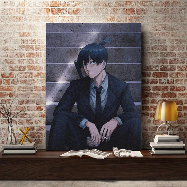 Homem Motosserra Anime Scroll Canvas Pintura, Denji Makima Aki Poder,  Decoração de Casa, Arte Pendurada, Decoração do quarto - AliExpress