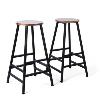 

Bar Stool Furniture Kitchen Chair Set of 2 Rustic Brown Metal bar chair
