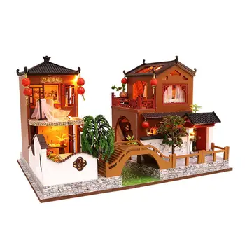 

Doll House Toys Chinese Traditional Style Handmade Architectural Model DIY Cottage for Birthday Gift