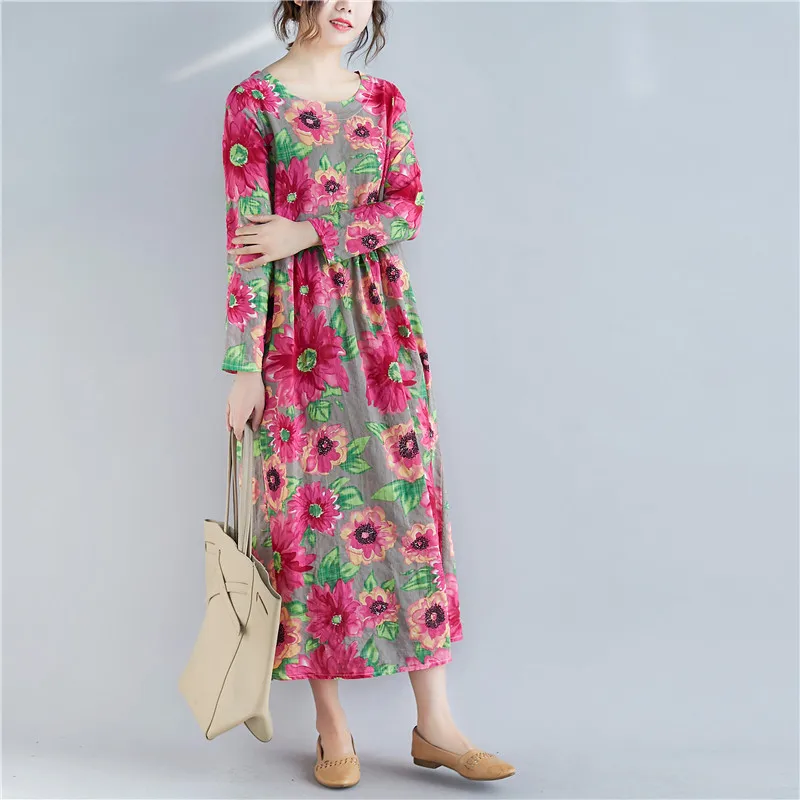 Photo Shoot Currently Available Cotton Comfortable Large Size Large Flower Dress