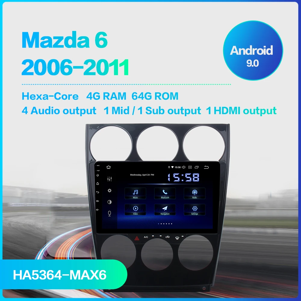 Для Mazda 6 2006 2007 2008 2009 2010 2011 2012 CarPlay " Авто Радио Стерео Android 9,0 навигации DSP HDMI развлечения