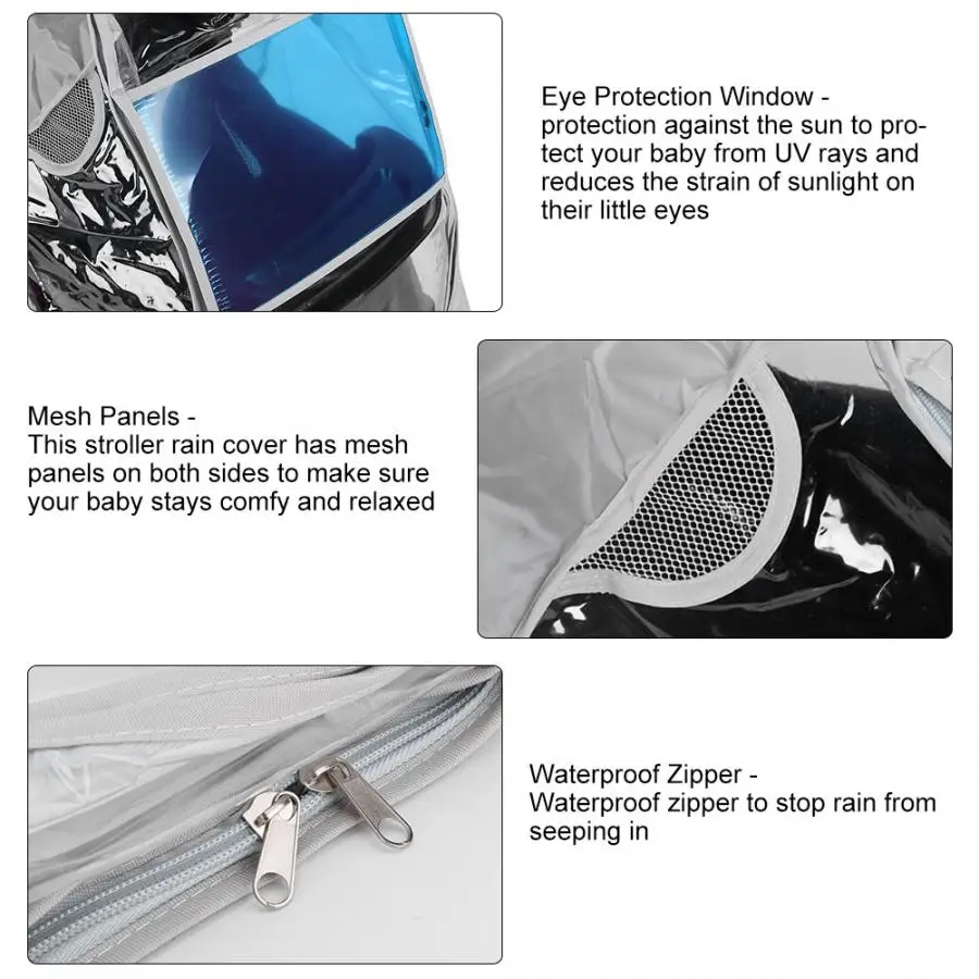 Водонепроницаемый дождевик прозрачный ЭВА-пластик ветер грязезащитная прокладка молния открытая для детская складная прогулочная коляска плащ коляска аксессуар