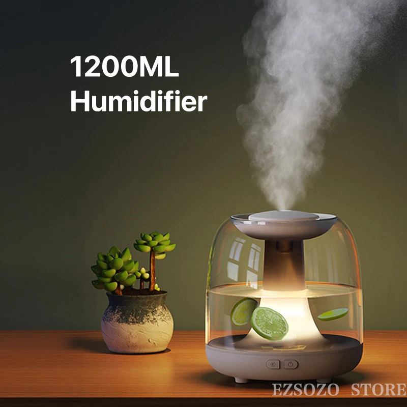 1200ML Home Air Humidifier Double Nozzle Cool Mist Aroma Diffuser with Coloful LED light Heavy fog Ultrasonic USB Humidificador