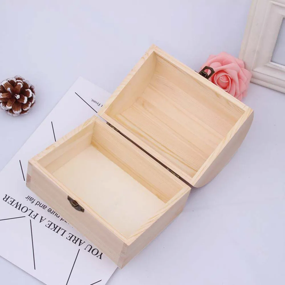 Твердая деревянная арочная деревянная коробка большой и средний DIY глина окрашенная Белая пустая деревянная коробка ручной работы