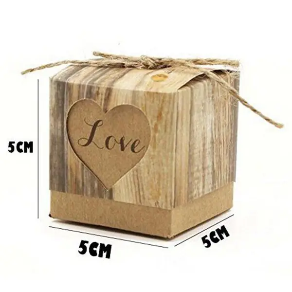 75PCS Candy Favor Boxes+ Burlap Twine Love Heart