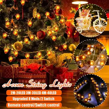 

2/3/4m Acorn Lights String Wire Battery-Powered Decorations With Dimmable Remote String Lights Set LED String Lights