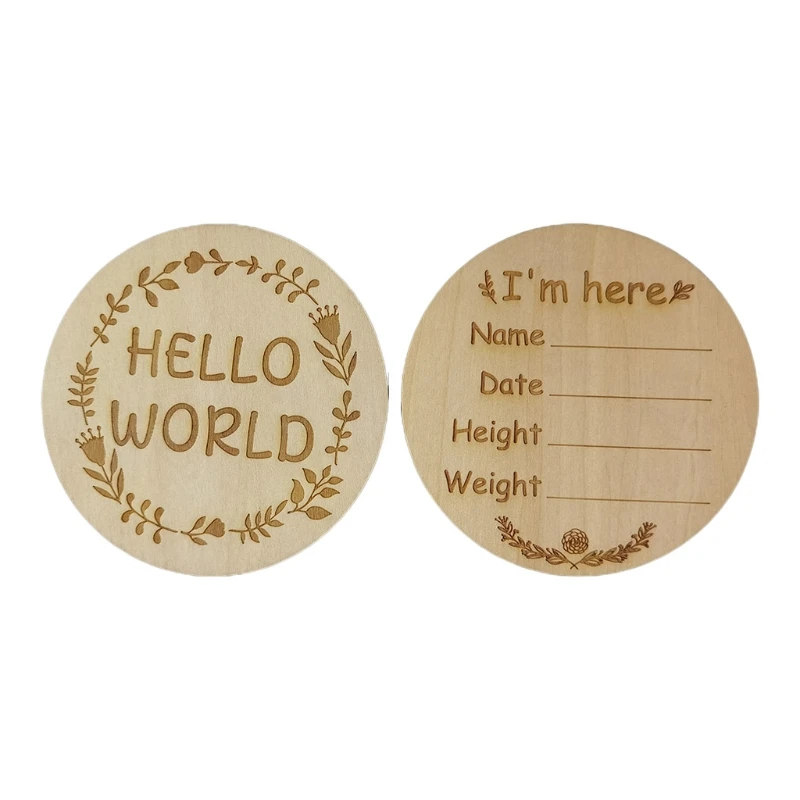 

2 Pcs Newborn Monthly Growth Recording Cards Wooden Birth Commemorative Cards Photography Props