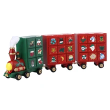 Рождественский календарь с обратным отсчетом, деревянный шкаф с датой, ящик для хранения календаря-Большой поезд