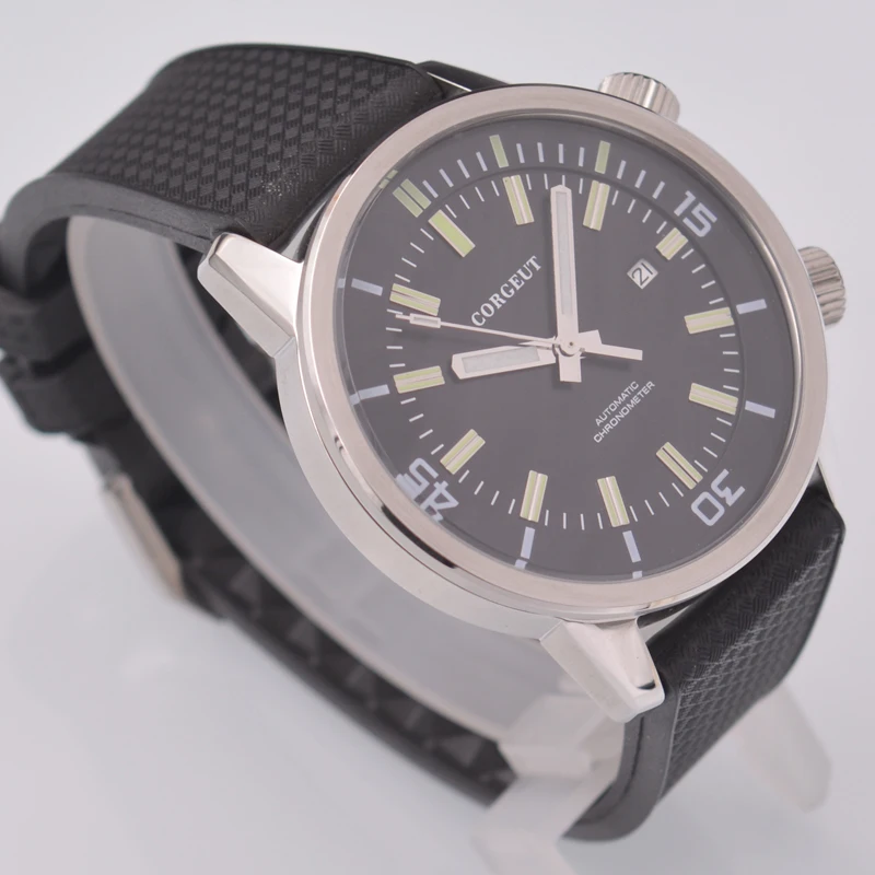 

Debert 45mm Black Dial Luminous Hands Date Automatic Movement Mens Watch.