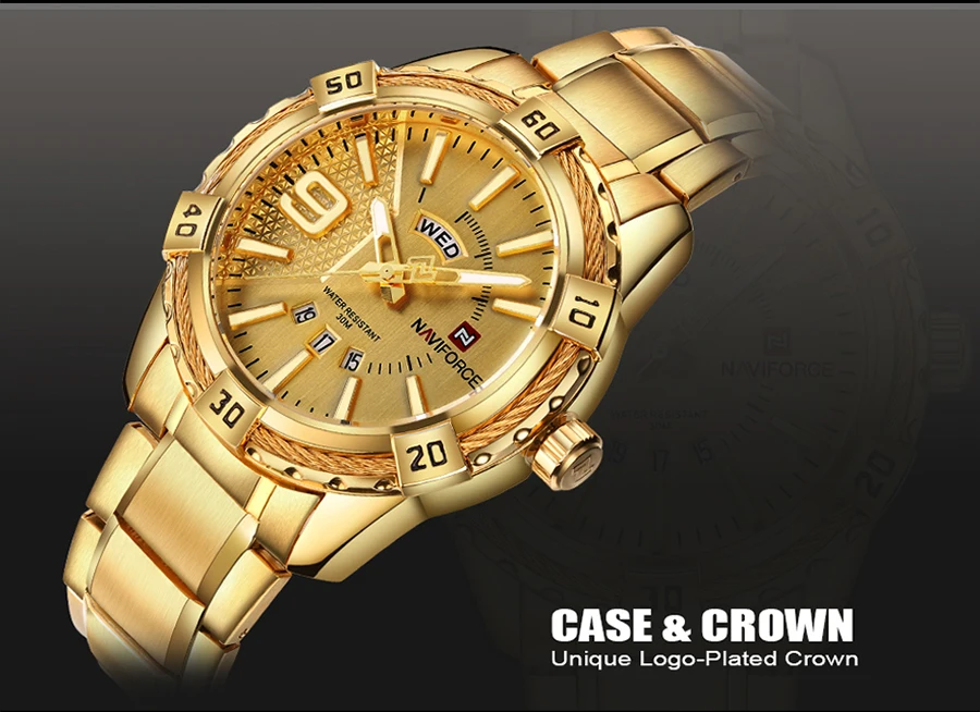 Naviforce мужские часы Топ бренд класса люкс из нержавеющей стали водонепроницаемые мужские часы Аналоговые водонепроницаемые мужские наручные часы