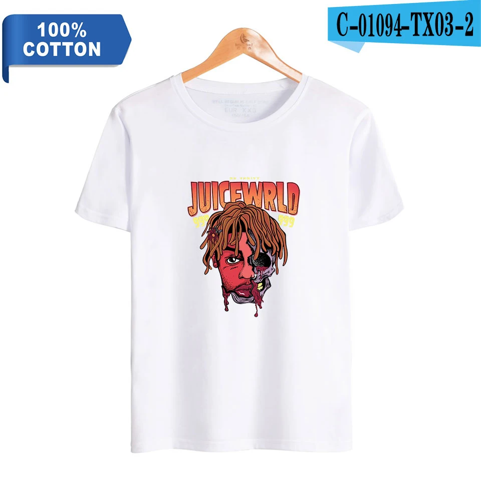 Juice Wrld хип хоп рэппер 2D хлопок Kpop Мужская мода хлопок с коротким рукавом Футболка лето Harajuku укороченный топ - Цвет: as picture