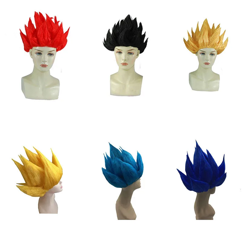 Hot Anime Short Sky Blue Red Black Yellow Golden cosplay wig for children kids Carnival Halloween party Wigs Cosplay hair