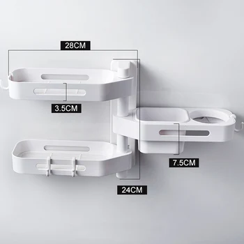 

Adhesive Bathroom Shelf Rotating Wall Mounted Corner Suction Makeup Organizer Rack DNJ998