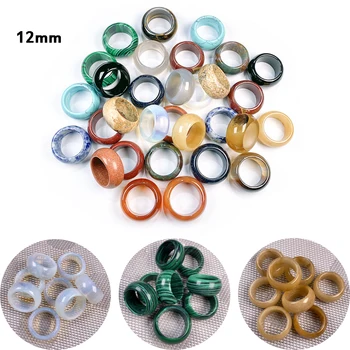 

3pcs Natural Stone Rings Many Style Stone Turquoised Tiger Eye Sodalite Blue Sand for Charms Jewelry Gift Rings for Women 12mm