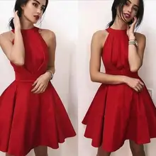 Очаровательные короткие платья для выпускного без рукавов с лямкой на шее; арабские платья для девочек; вечерние платья в винтажном стиле; vestido de formatura