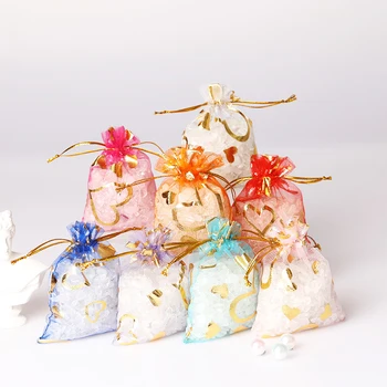 

50Pcs Organza Bag Jewelry Packaging Candy Wedding Party Goodie Packing Favors Cake Pouches Drawable Bags Present For Sweets