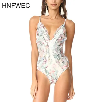 

2019 New Fashion Women Clothes V-neck Backless Lace Ruffles Polka Dots Sexy Bodysuits Female Vacation R618