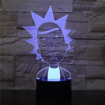 

3D Led Bedside Night Light Shape Usb Table Lamp Rick and Morty 7 Color Changes Home Decor Bedroom Sleep Lighting Fixture Gifts