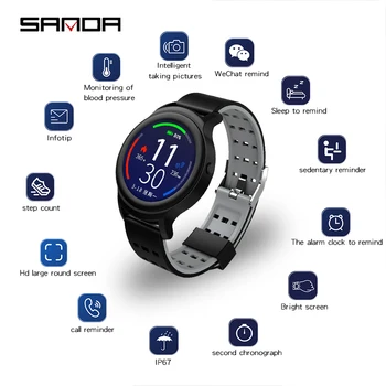 

SANDA Full Screen Touch B5 Fashion Sports Smart Watch Women Men Waterproof Heart Rate Blood Pressure Smartwatch for IOS Android