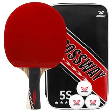 CROSSWAY 5 étoiles raquette de Tennis de Table professionnel Ping-Pong palette en caoutchouc batte fini simple plaque de fond en carbone avec sac de balle(China)