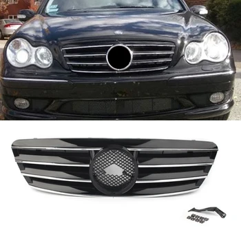 

Car Front Grille 4-Pin Grill w/ Emblem For Mercedes Bens W203 C-Class C230 C240 C320 C32 C220 2000 2001 2002 2003 2004 2005 2006