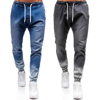 

Men's Washed Denim Pants Side Striped Drawstring Taper Jeans Hip Hop Mid Waist Men Cargo Jeans Streetwear Full Length Jeans D30