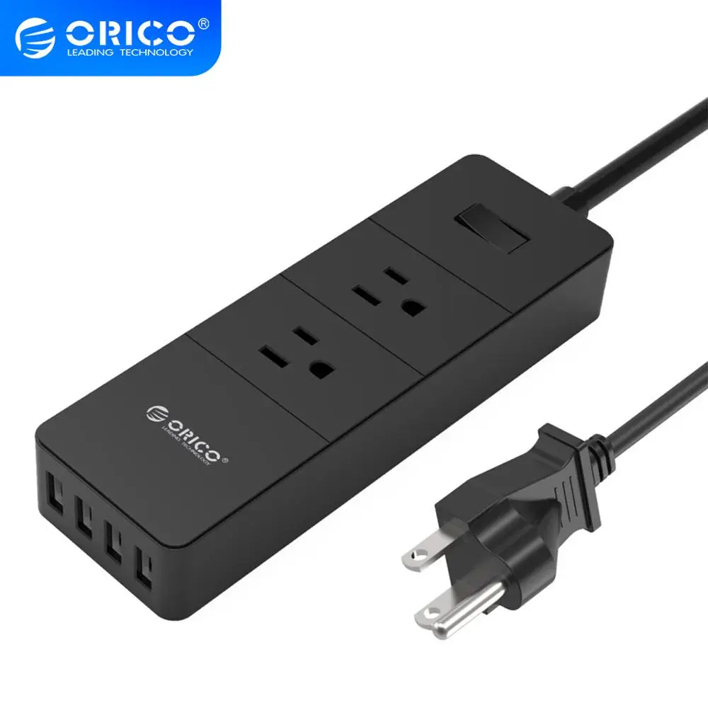 ORICO 2 AC Outlet Защита от перенапряжения с 4 USB разъемами US Plug Mutiple для дома и офиса
