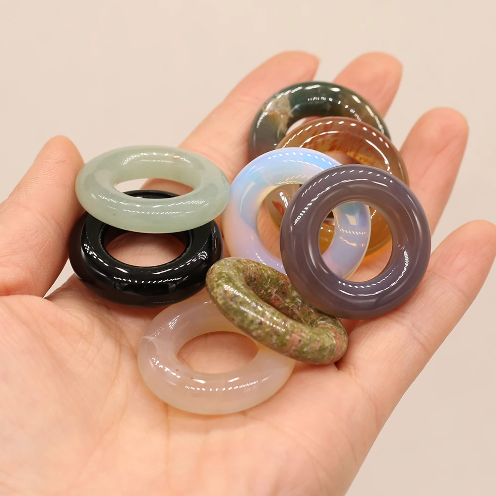 5 PCS Random Color Natural Stone Pendant Macroporous Beads DIY for Jewelry Making Necklaces Earings Accessories Gift 30x30mm