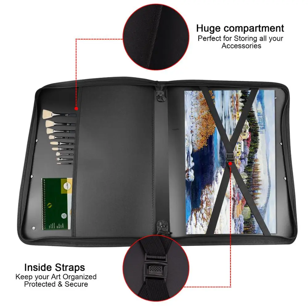File Folder Art Portfolio Expanding Organizer Carry Case Bag for Artwork Drawing Painting Sketch Photography Poster 37 x 48cm