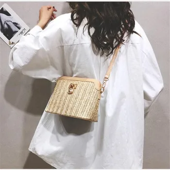 

2019 Women's Ladies Fashion Shoulder Bag Creative Straw Weave Cross Body Messenger Tassel Shoulder Bag Tote Handbag Hot Selling