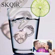 

Customized Name Photo Heart Round Tag Necklace for Christmas Personalized Nameplate Custom Text Charm Chain Jewelry Women Gift