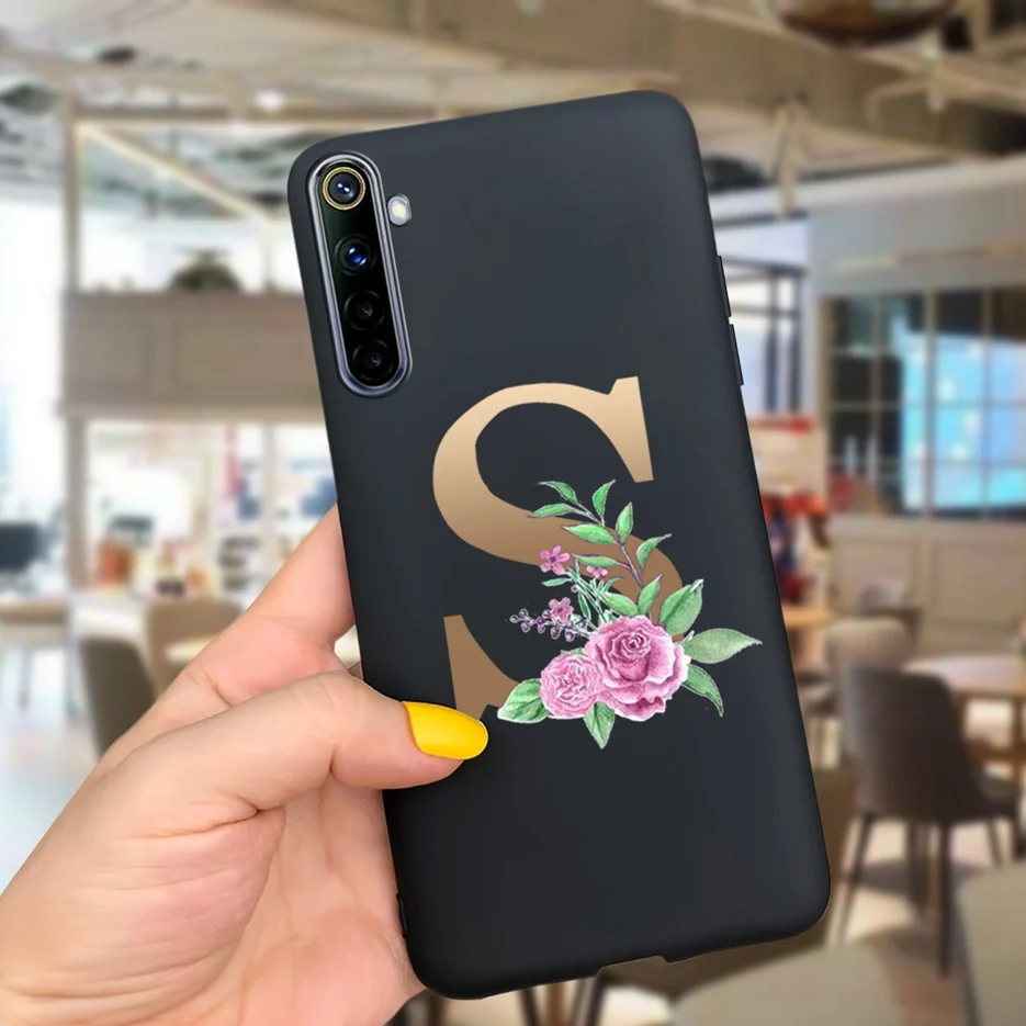 Dễ Thương 26 Chữ Cái Dành Cho Oppo Realme 6 Pro Ốp Lưng Realme 6 6i 6S Silicone Mềm Điện Thoại Dành Cho realme6 Pro RMX2061 Full Coque Capa cases for xiaomi blue