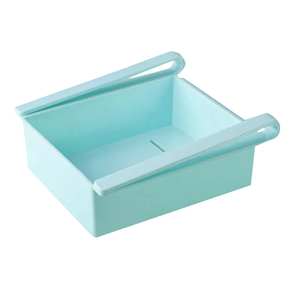 Одноцветная кухонная коробка для хранения, холодильник, морозильник, органайзер, стеллаж для хранения, держатель для полки, кухонный органайзер, na kosmetyki - Цвет: Blue