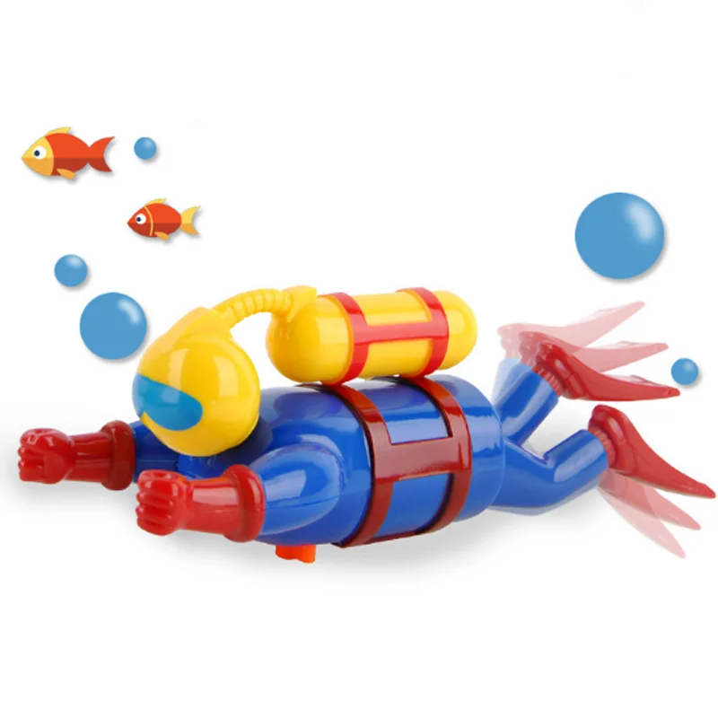 Baby Bath Toys Clockwork Wind Up Diver Bathroom Infant Water Toys Cute Fun Children Newborns Beach Play Creative Bathing Toys