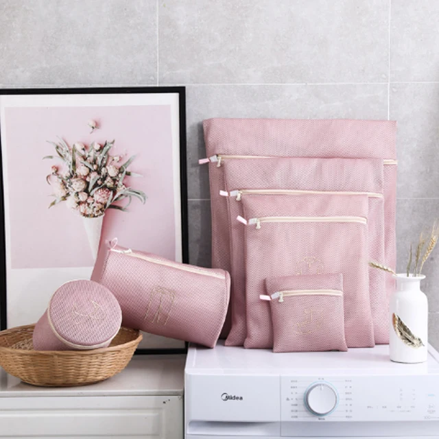 Hímzőmosó Táska Megvastagodott Szennyeződés Elleni Védelemgátló Mosókáska Háztartási Fehérnemű Ruházat Mosózsák Hálózsák - Image 3