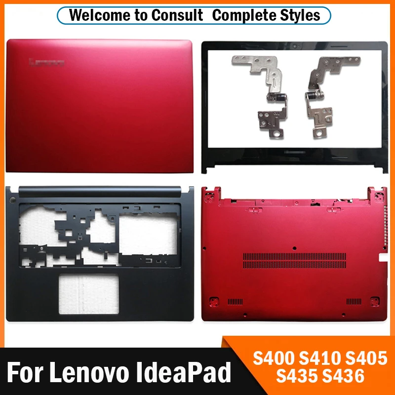 New Laptop A Cover/Front Bezel/C Cover/Bottom Case/Hinges For Lenovo S400 S410 S405 S435 S436No Touch Screen Back Cover Red laptop stand with fan