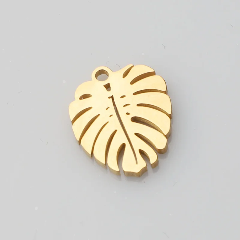 5pcs/lot Polishing Leaf Stainless Steel Decoration Pendant Connectors Bohemia Handmade Charm DIY Earrings Jewelry Making