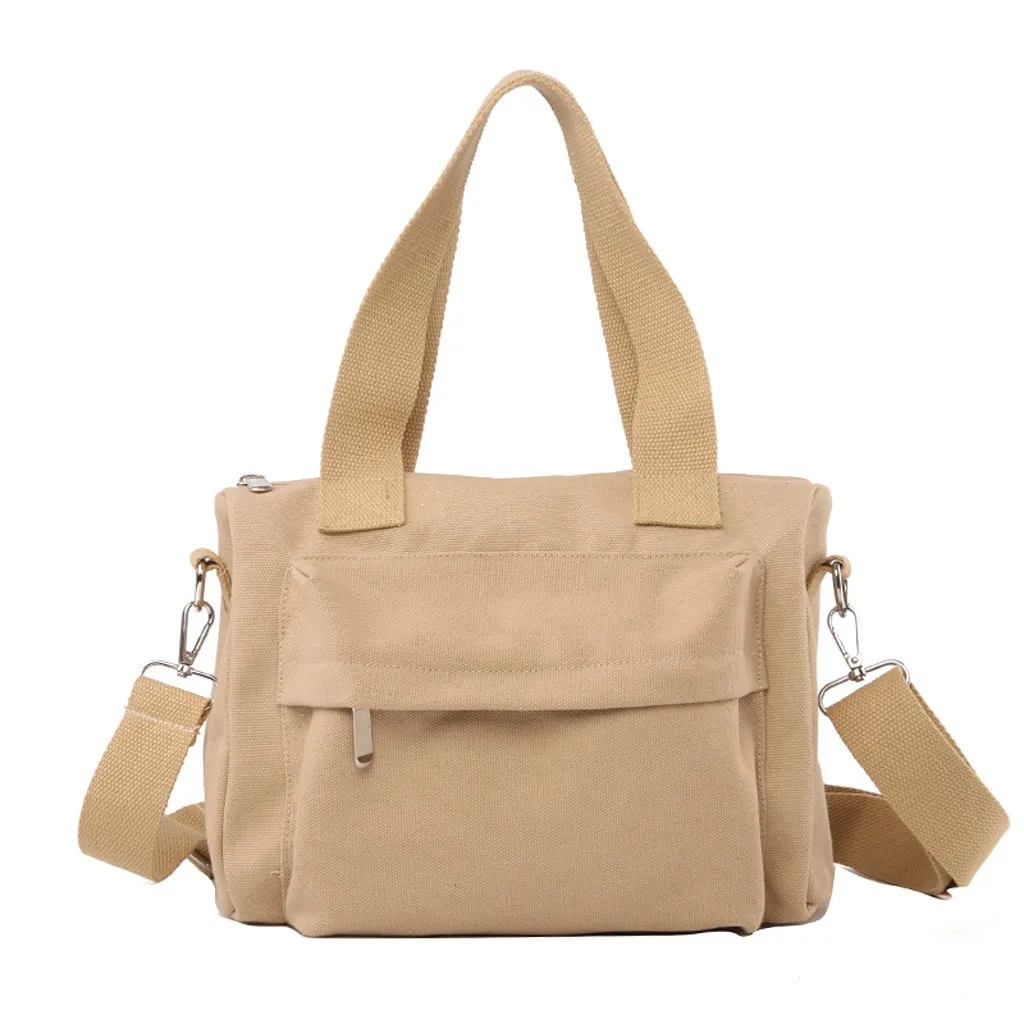 

Women's Bag 2019 Solid Color Portable Canvas Bag Simple Shoulder Bag Casual Messenger Bag European And American Wild Bags 1209