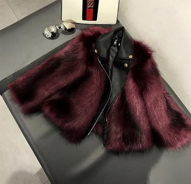 wine Red Модная зимняя верхняя одежда и пальто для малышей Детское меховое пальто для девочек детская одежда из искусственного меха пальто с мехом на возраст от 2 до 10 лет - Цвет: wine Red