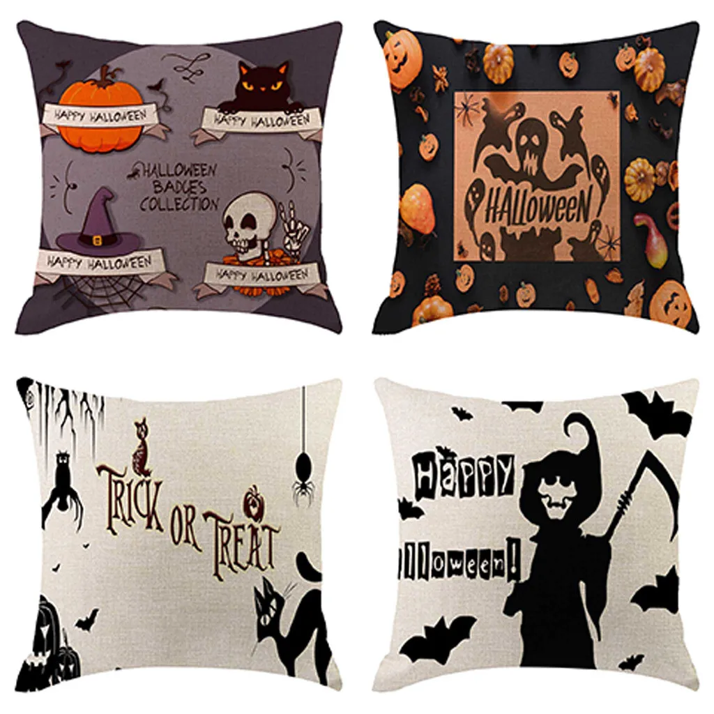 Pillow cover set 4PCS Halloween Pumpkin print Pillow Cover Pillowcases Decorative Sofa Pillow Cushion Cover Pillow cover 45x45cm