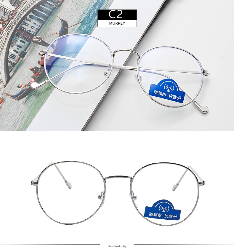 New Men Vintage Anti Blue light Glasses Frame Round Women Lens Myopia Optical Mirror Simple Metal Anti-blue Clear Eyewear